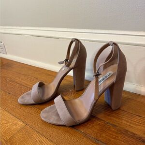 Steve Madden Taupe Suede Ankle Strap Block Heels